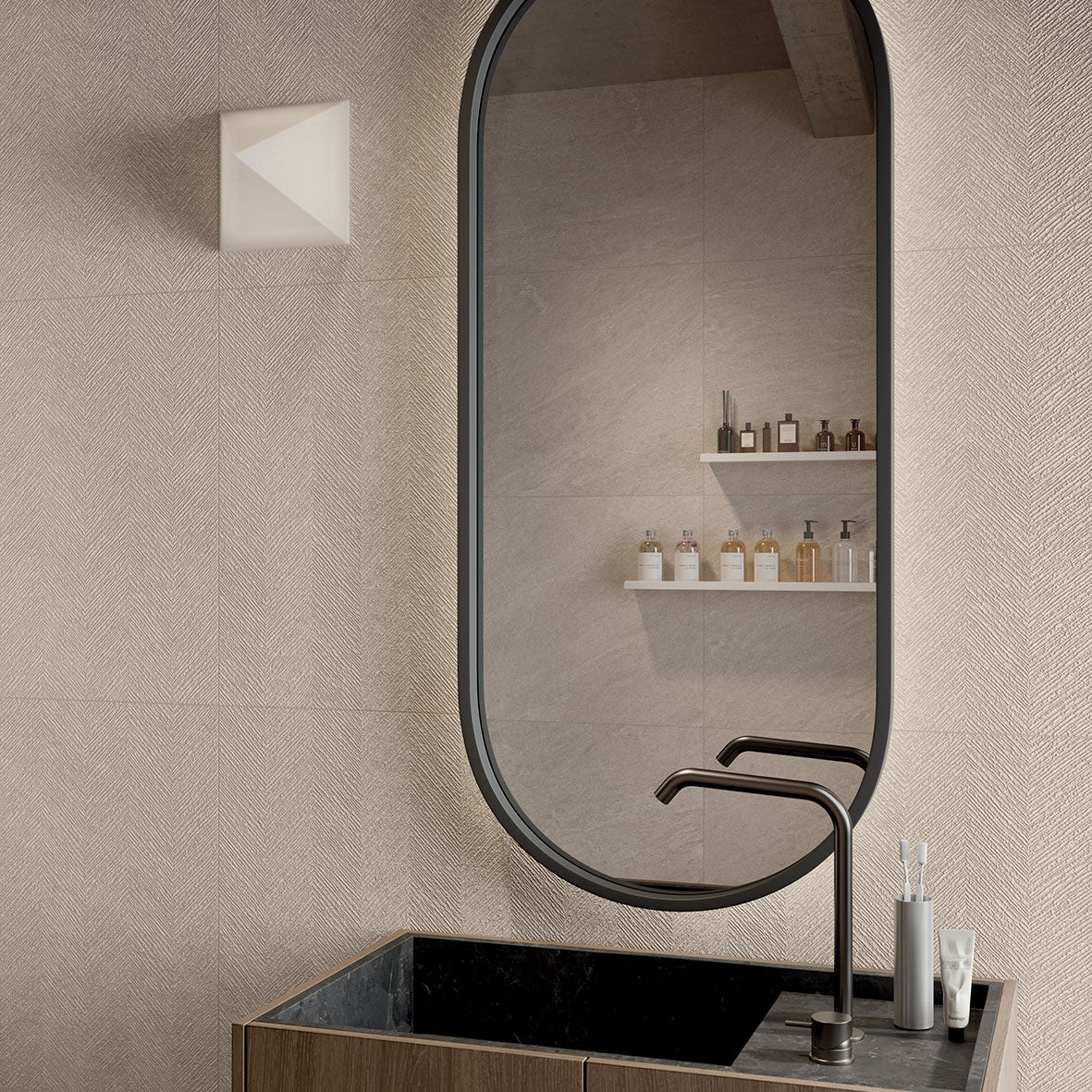 ABK Cliff Chevron Sand Rett Tile 60 x 120cm
