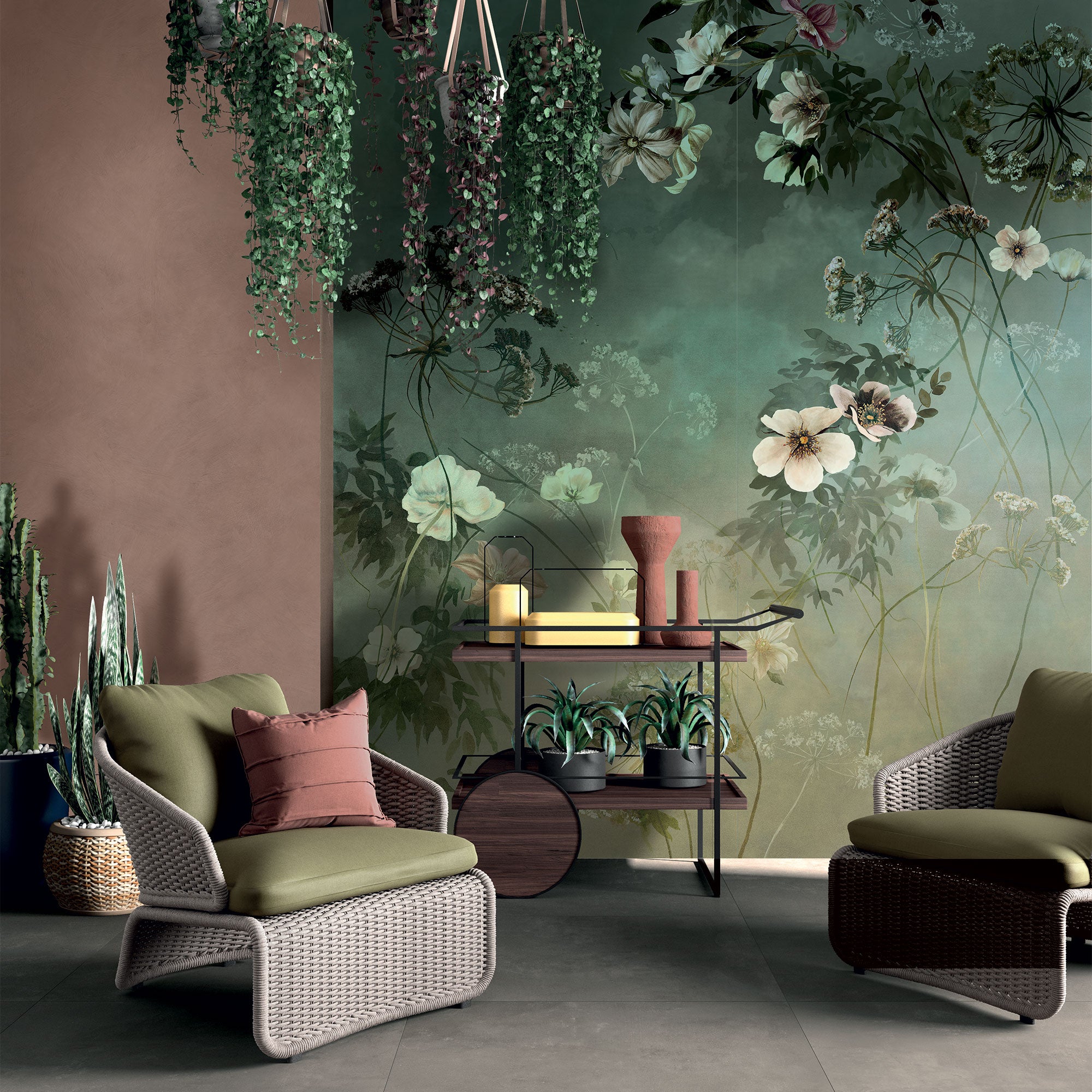 ABK Wide&Style On Demand Country Flowers Green Wall Tiles