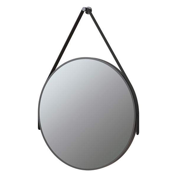 Tabo Penny Matt Black Mirror with Strap 600 x 600mm
