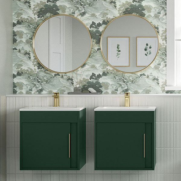 Tabo Moon Brushed Brass Round Mirrors