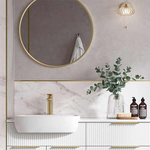 Tabo Moon Brushed Brass Round Mirror