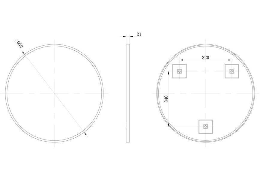 Tabo Moon Brushed Brass Round Mirror 600 x 600mm
