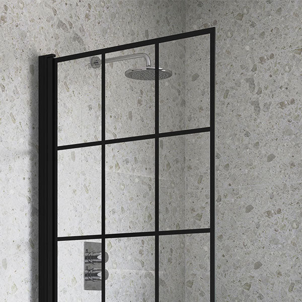 Tabo Single Straight Black Framed Bath Screen