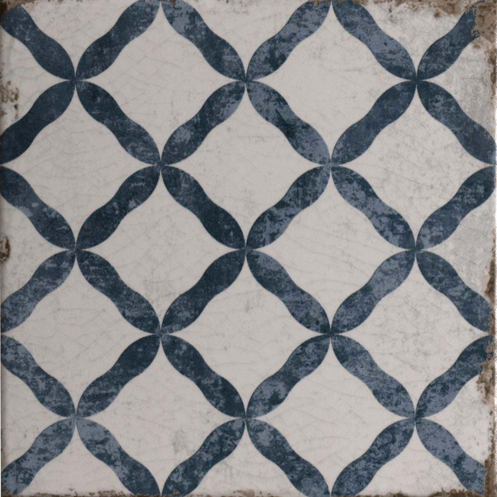 Arteva Antique Blue Patterned Matt Tile 20 x 20cm