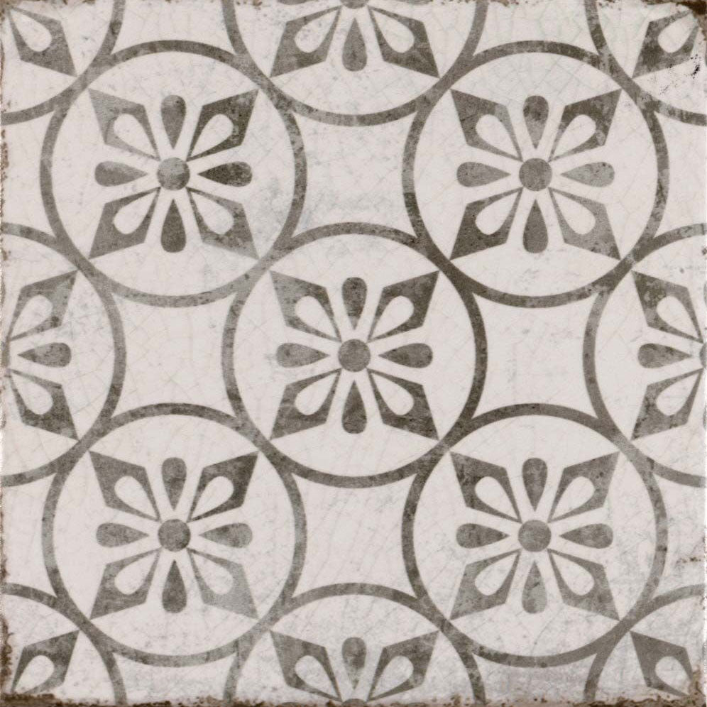 Arteva Petal Grey Patterned Matt Tile 20 x 20cm