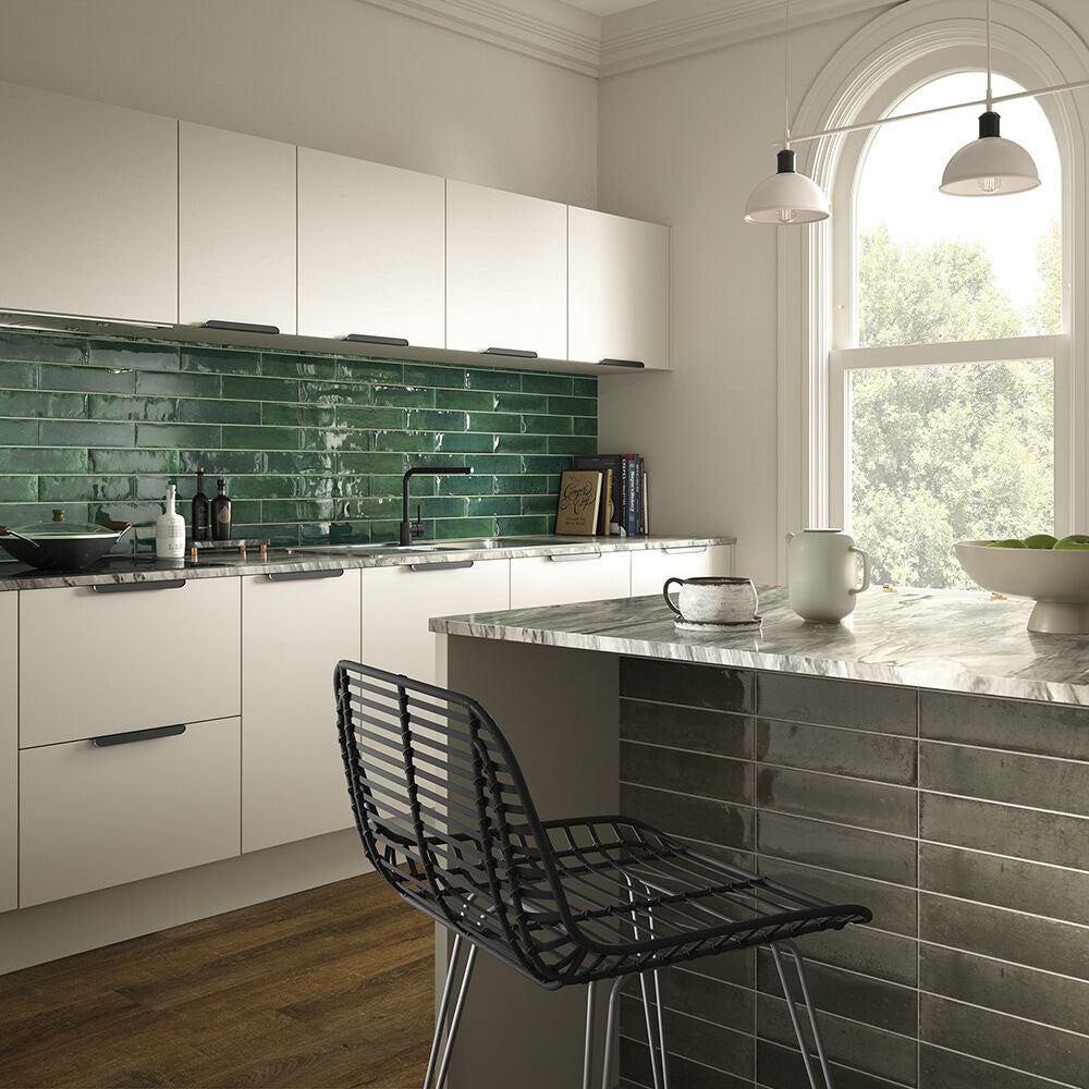 Bond Green (& Grey) Gloss Ceramic Wall Tile 75 x 300mm