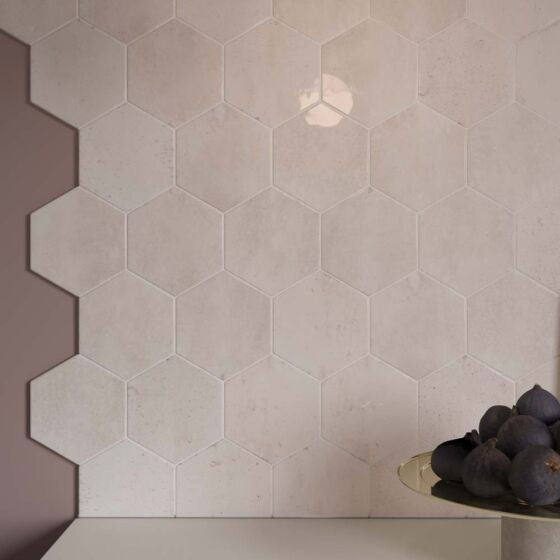 Bond Rose Hexagon Gloss Ceramic Wall Tiles