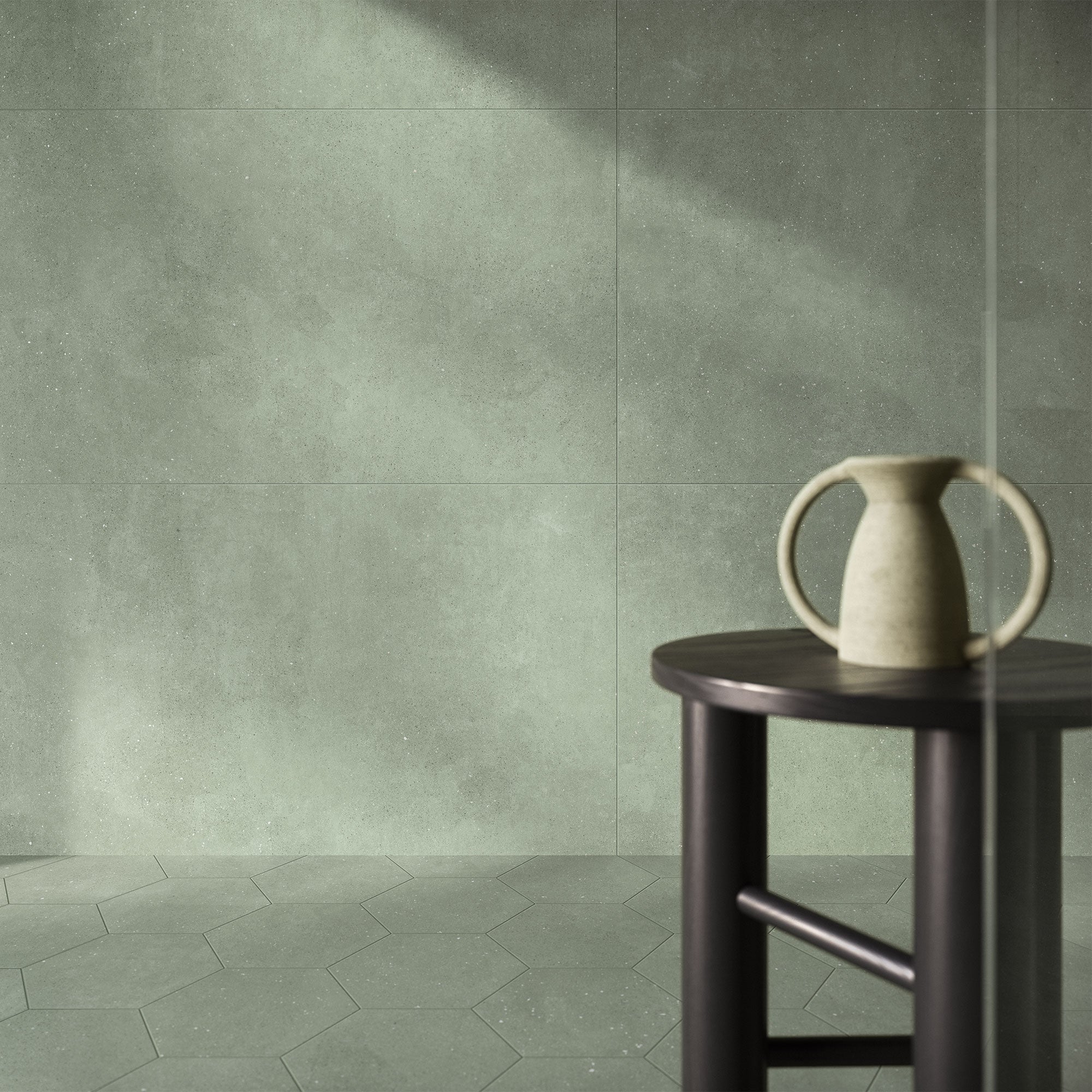 Casalgrande Concept Green Tiles (including Concept Esagono decor tiles in Green)