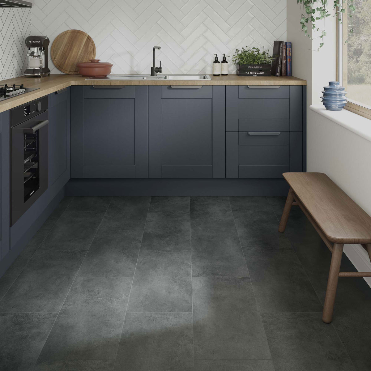 ClickLux Pinnacle Concrete Anthracite Matt SPC Click Vinyl 30.5 x 61cm