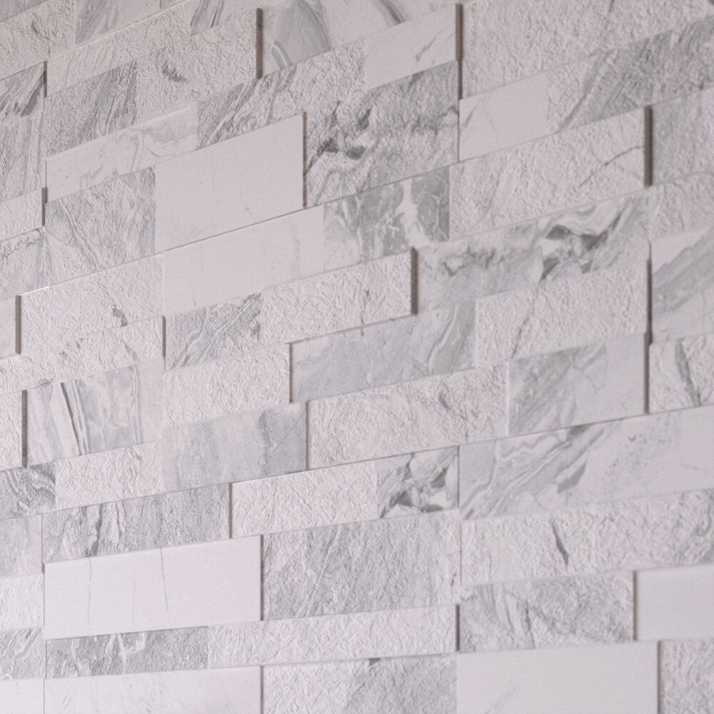 Contour White Matt Split Face Wall Tiles