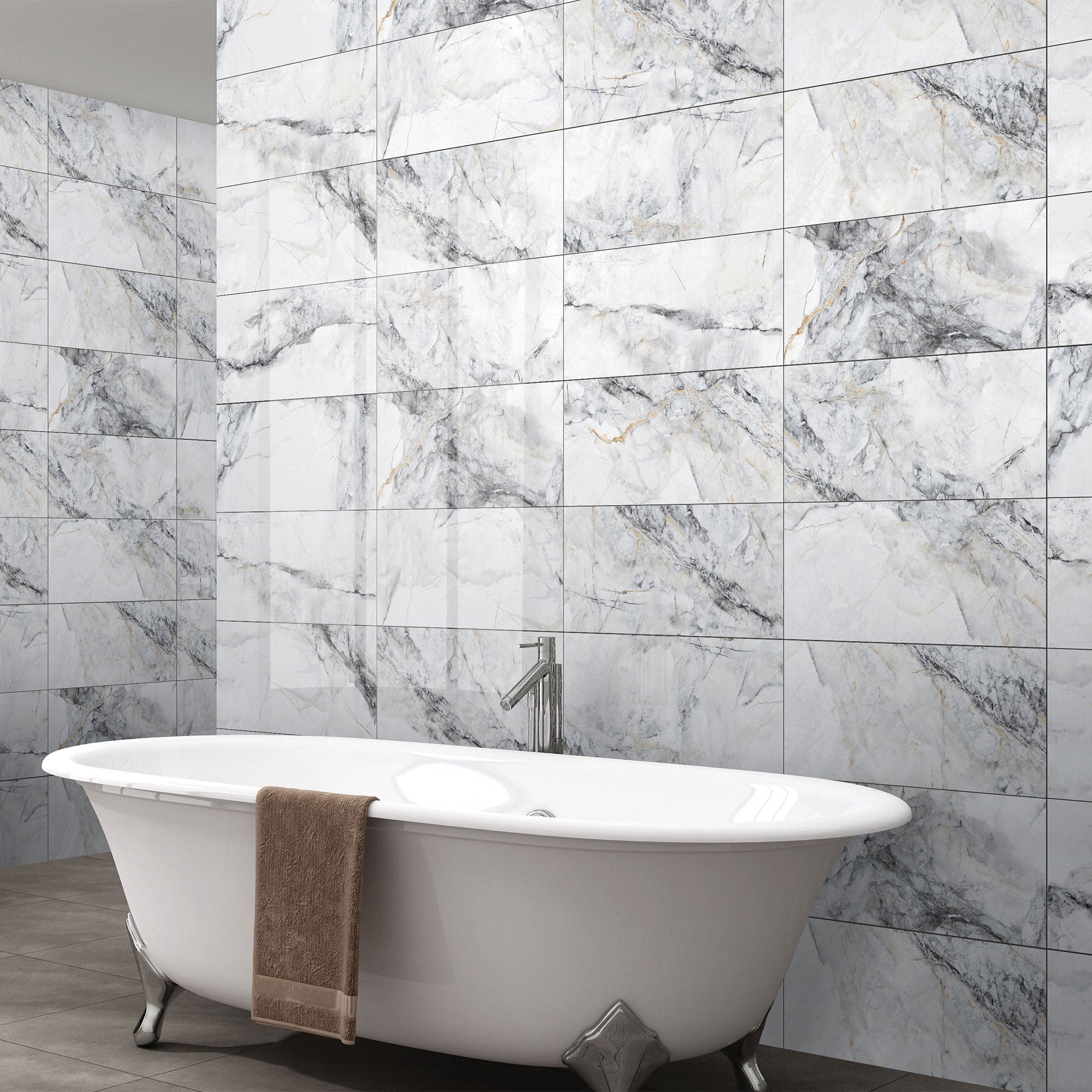 Drift White tiles on bathroom walls