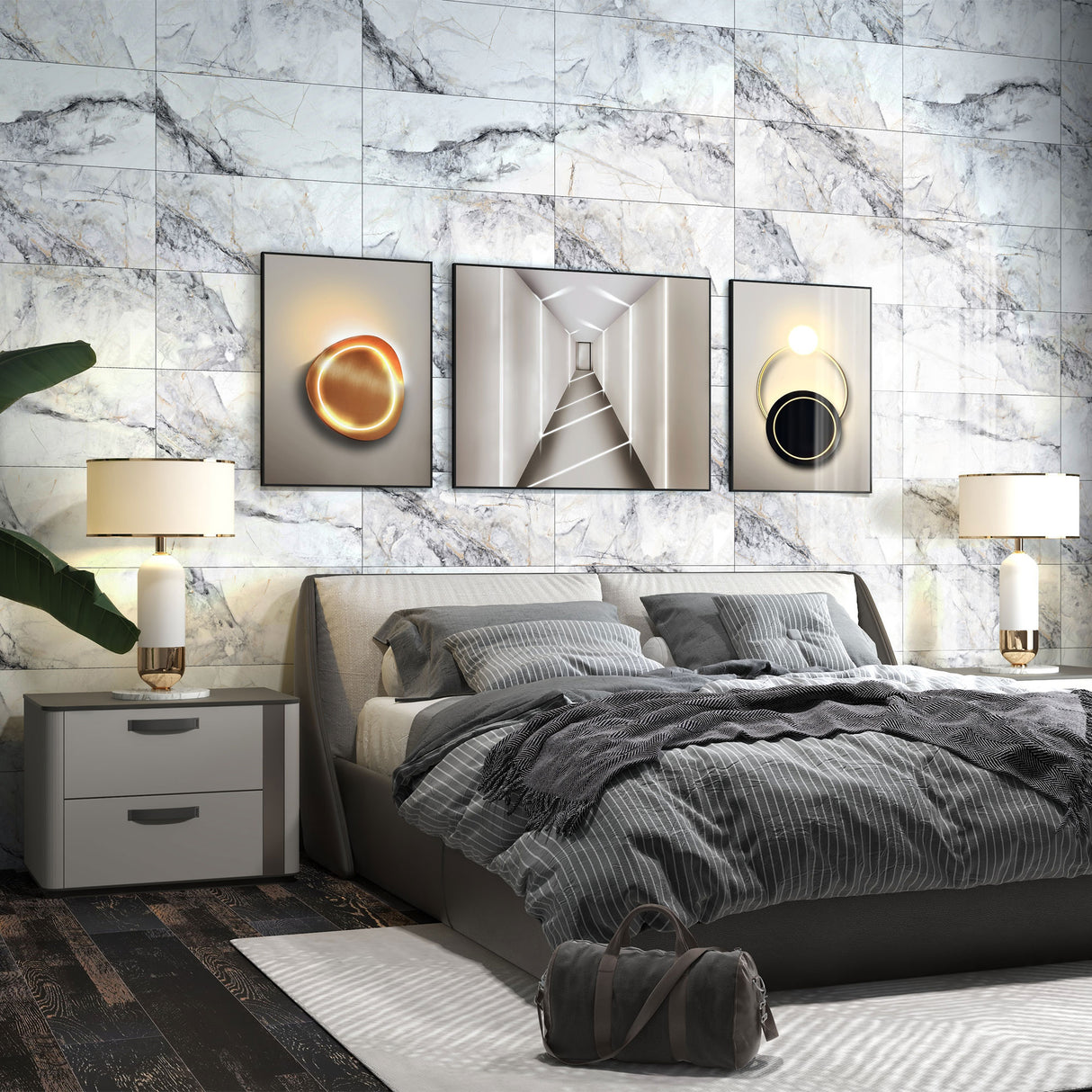 Drift White tiles on bedroom walls