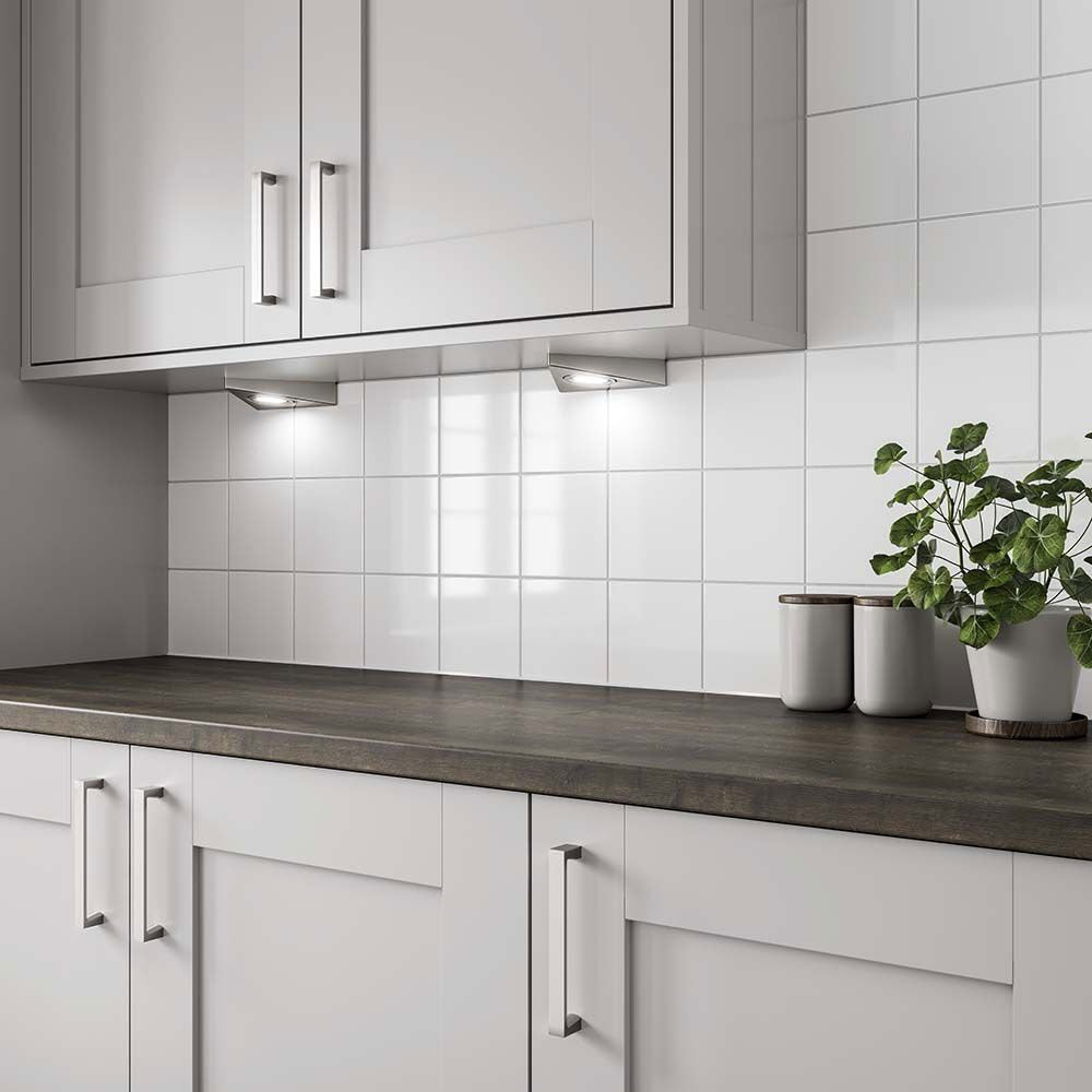 Flat White Gloss Ceramic Wall Tiles in kitchen
