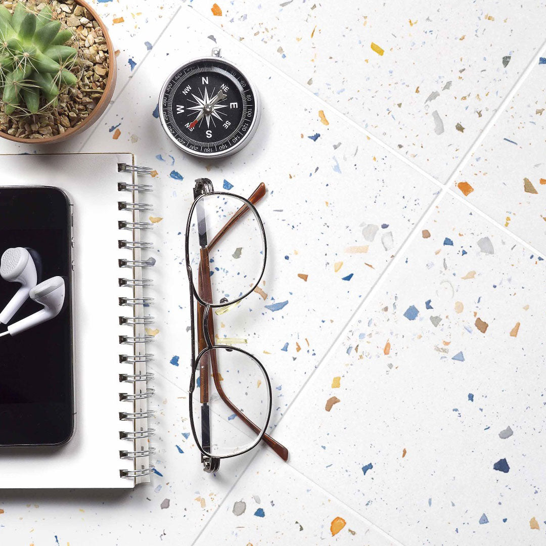 Fleck White Matt Wall & Floor Tiles