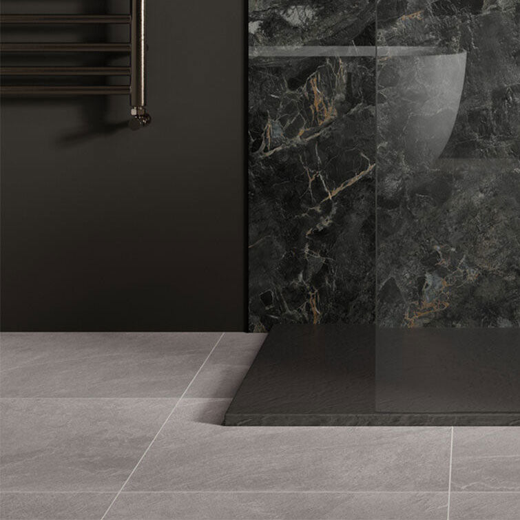 Galeno Smoke tiles, installed on bathroom floor