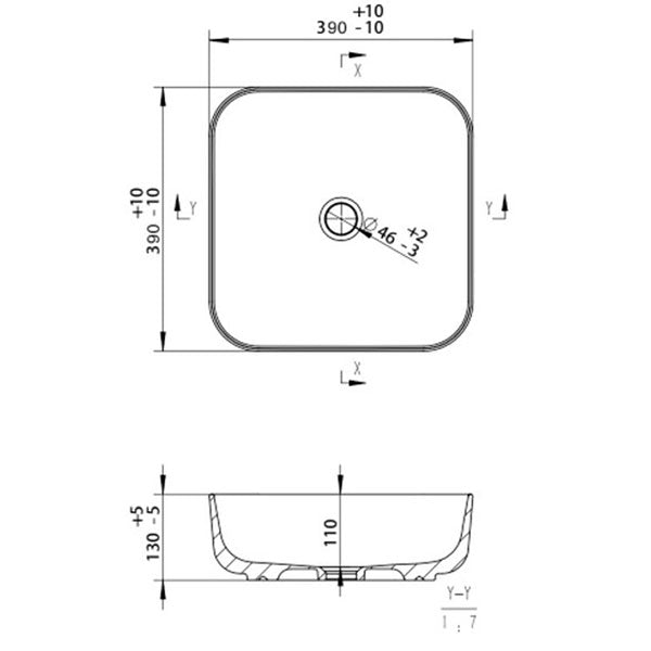 Gallery Square Washbowl & Waste 400mm