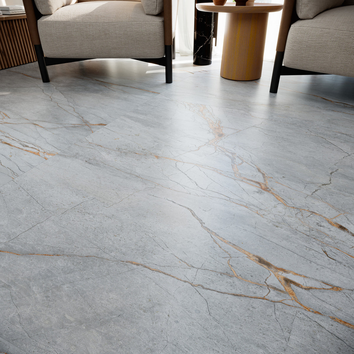 Grespania Blue Roma marble effect living room floor