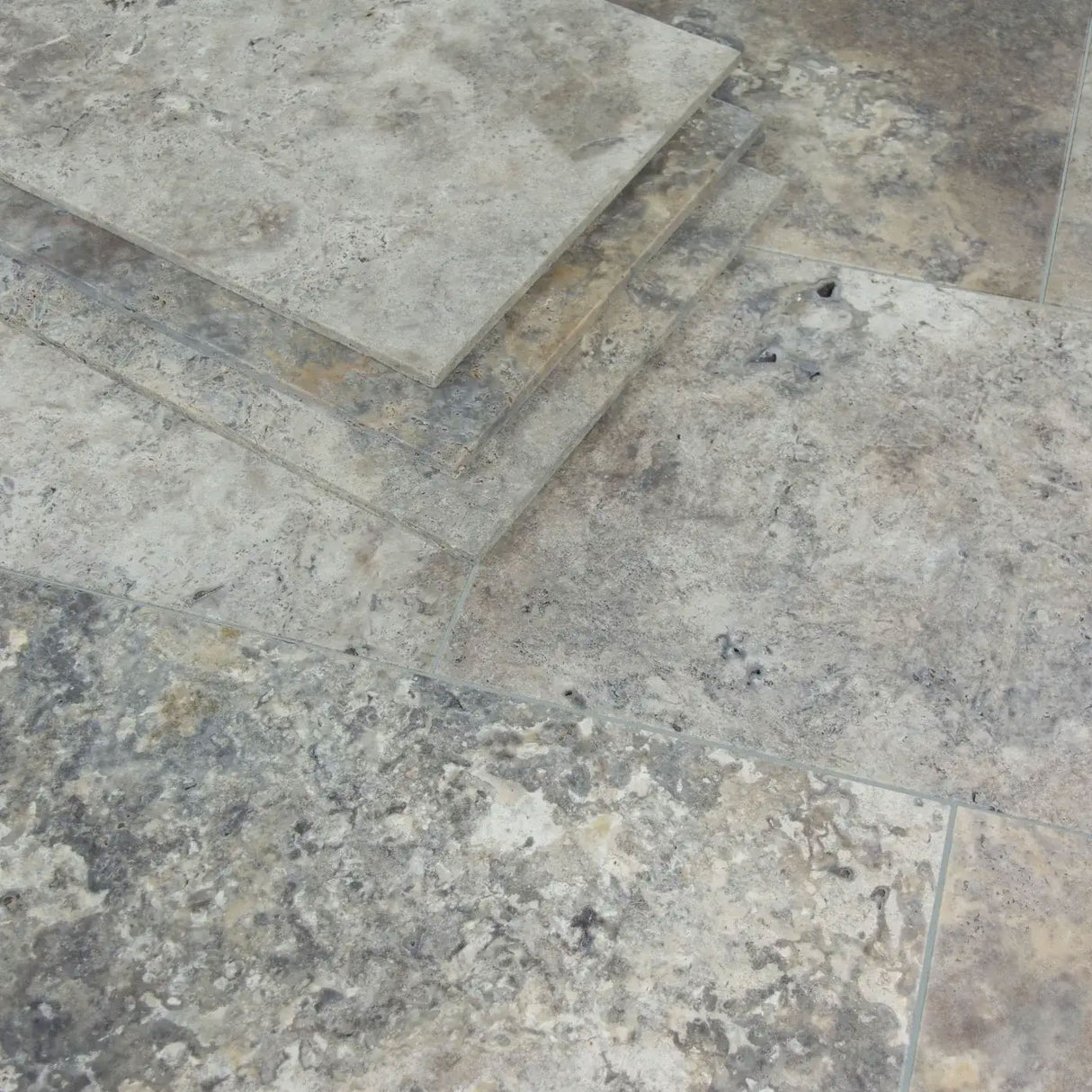 IS Silver Tumbled Travertine tiles