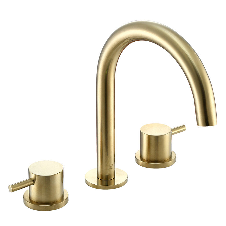 JTP VOS Brushed Brass 3 Hole Deck Mounted Basin Mixer Tap