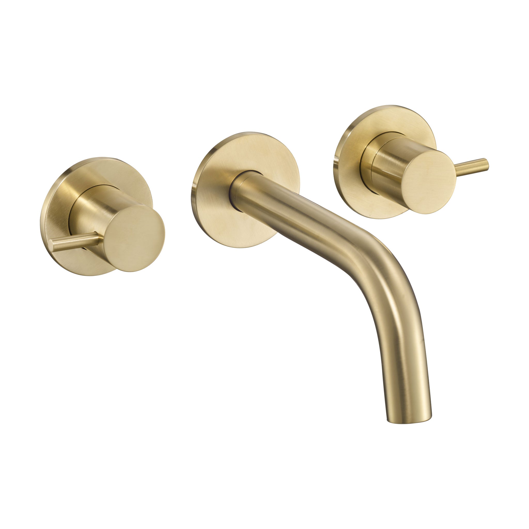 JTP VOS Brushed Brass 3 Hole Wall Mounted Basin/Bath Mixer Tap