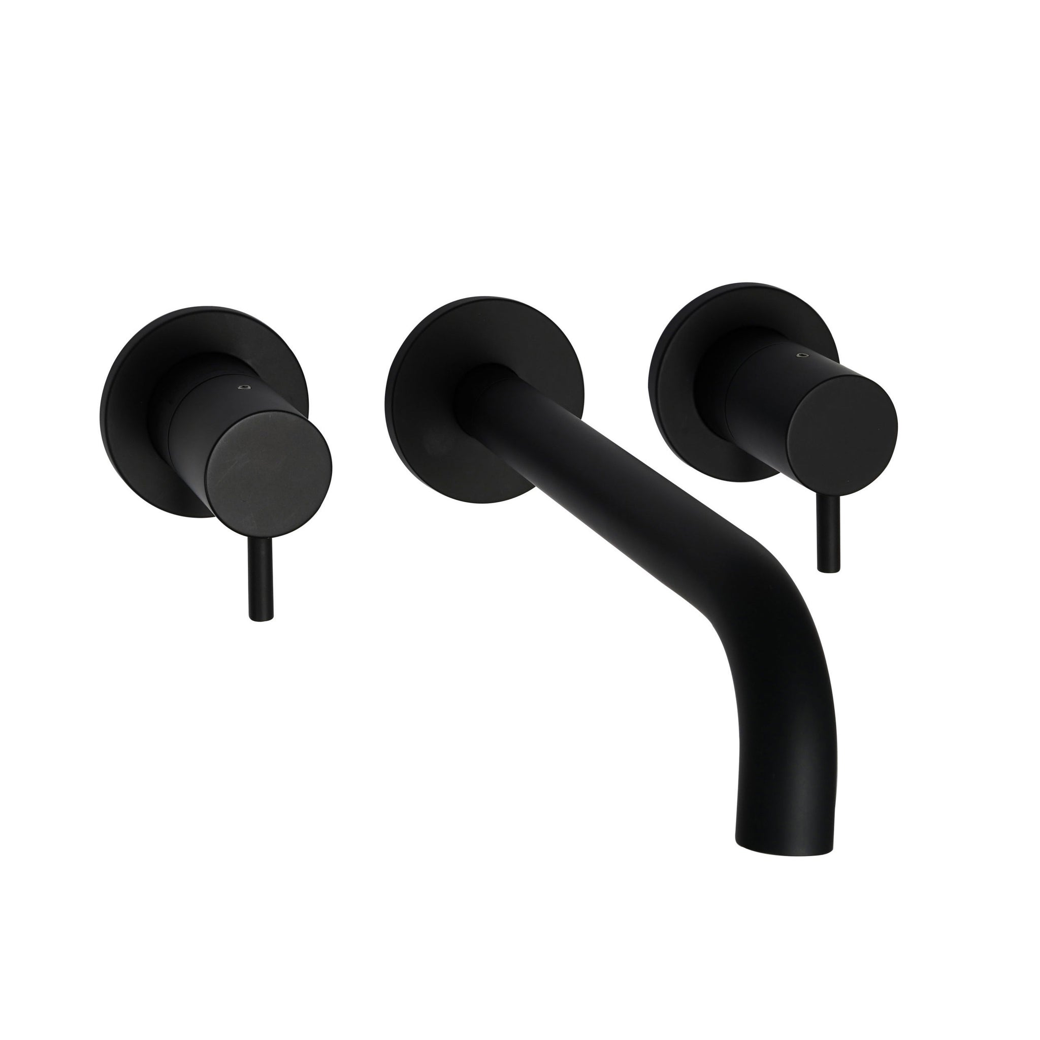 JTP VOS Matt Black 3 Hole Wall Mounted Basin/Bath Mixer Tap