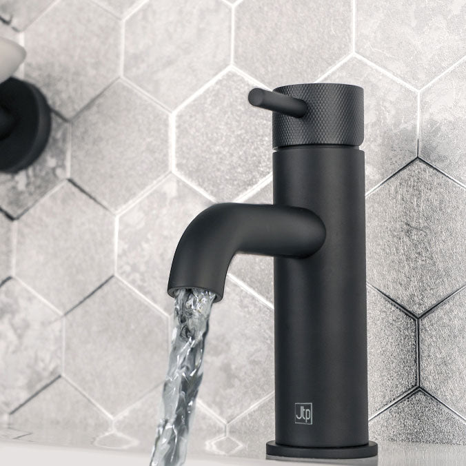JTP VOS Matt Black Designer Handle Single Lever Basin Mixer Tap