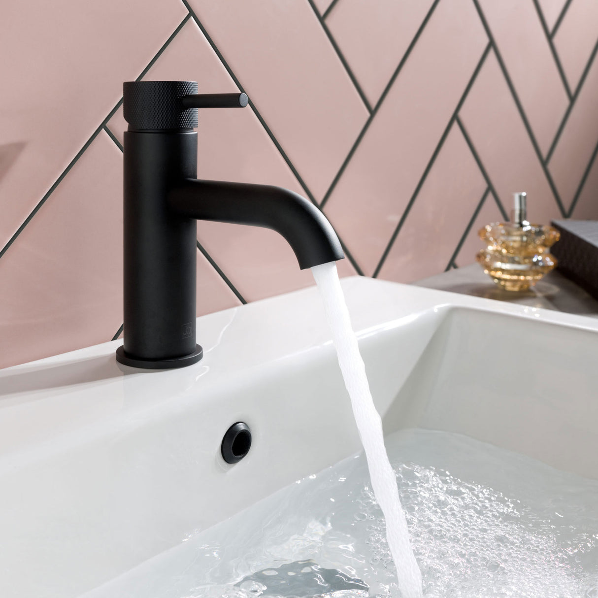 JTP VOS Matt Black Designer Handle Single Lever Basin Mixer Tap
