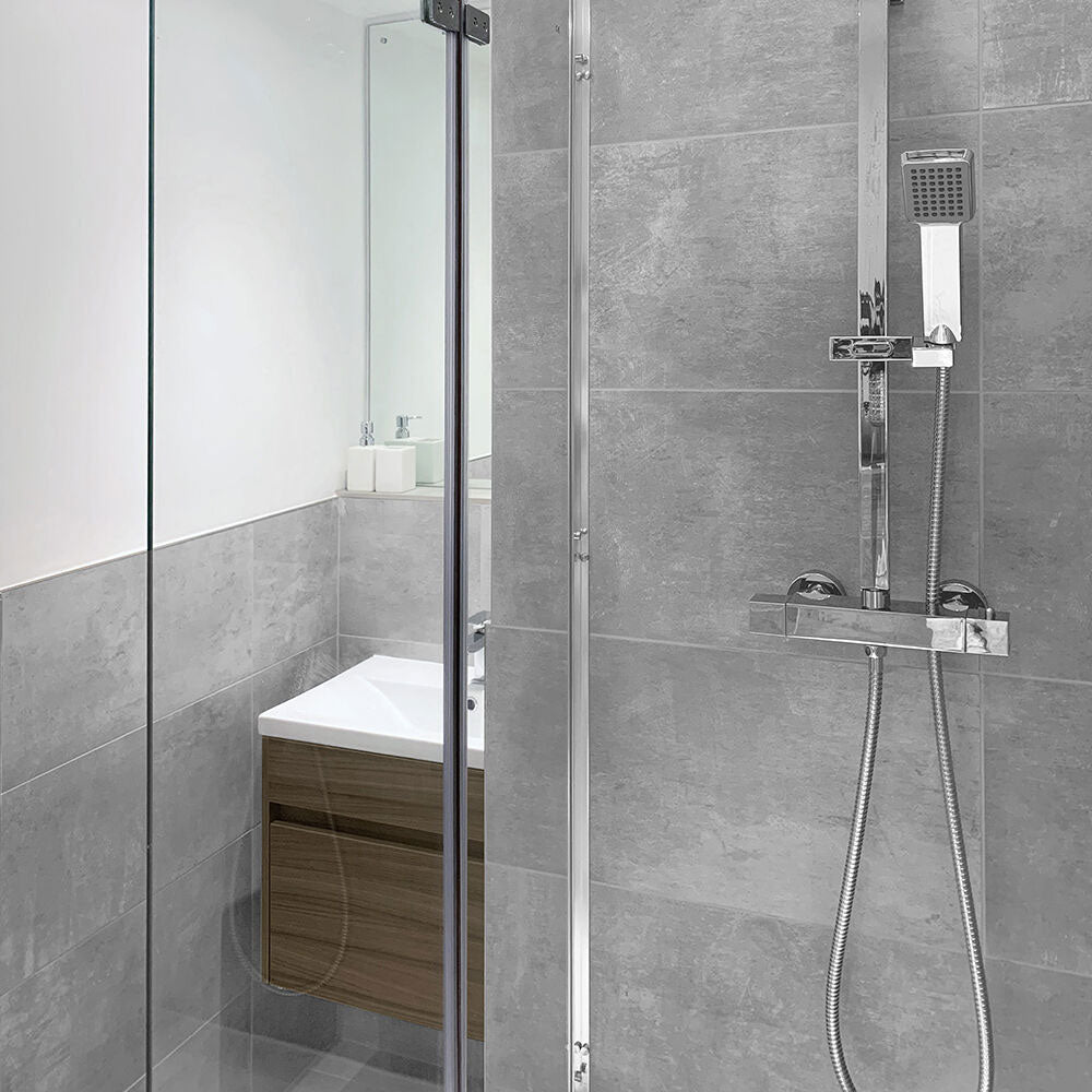 Lirena Ash tiles on bathroom walls