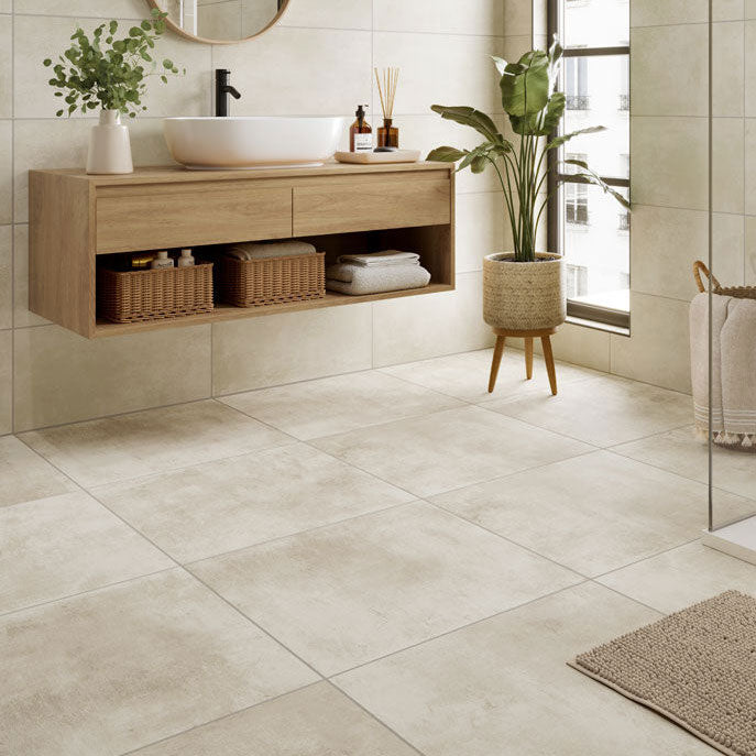 Lirena Cream tiles, 30x60 on walls, 60x60 on floor
