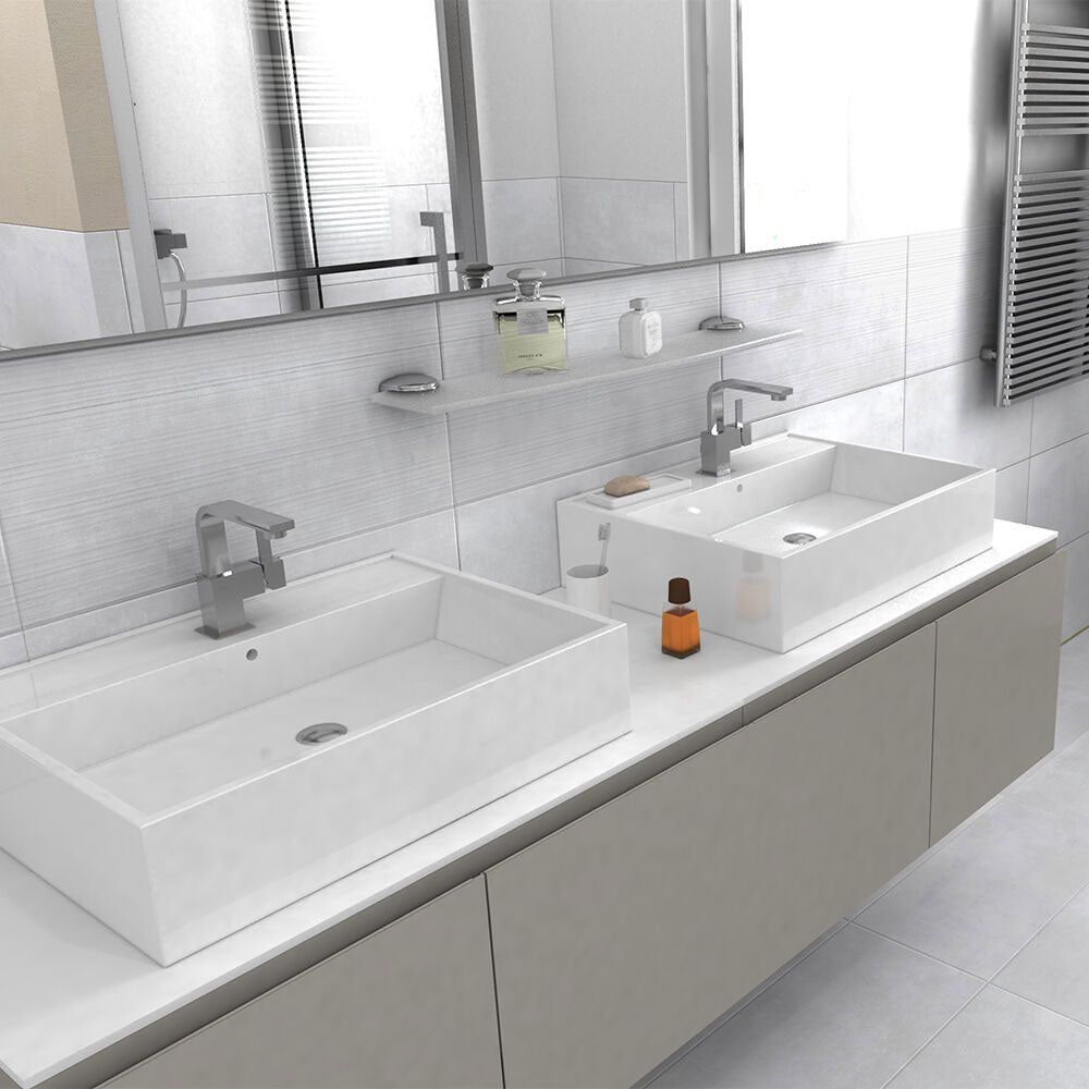 Lirena White Waves (& plain Lirena White) tiles in a bathroom