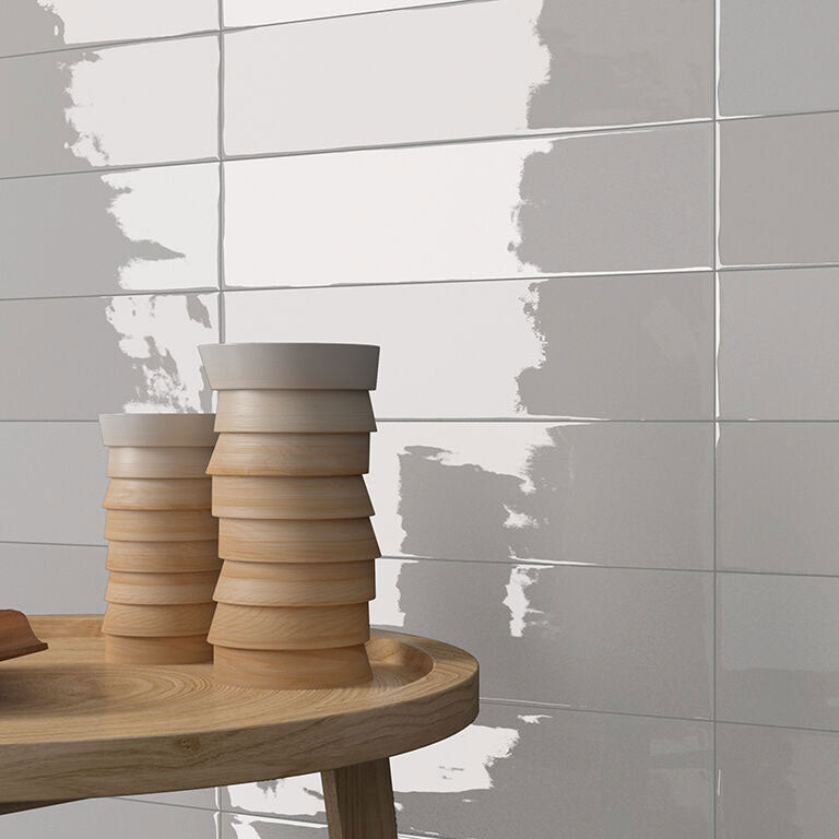 Mira Plain Grey Gloss Ceramic Wall Tiles