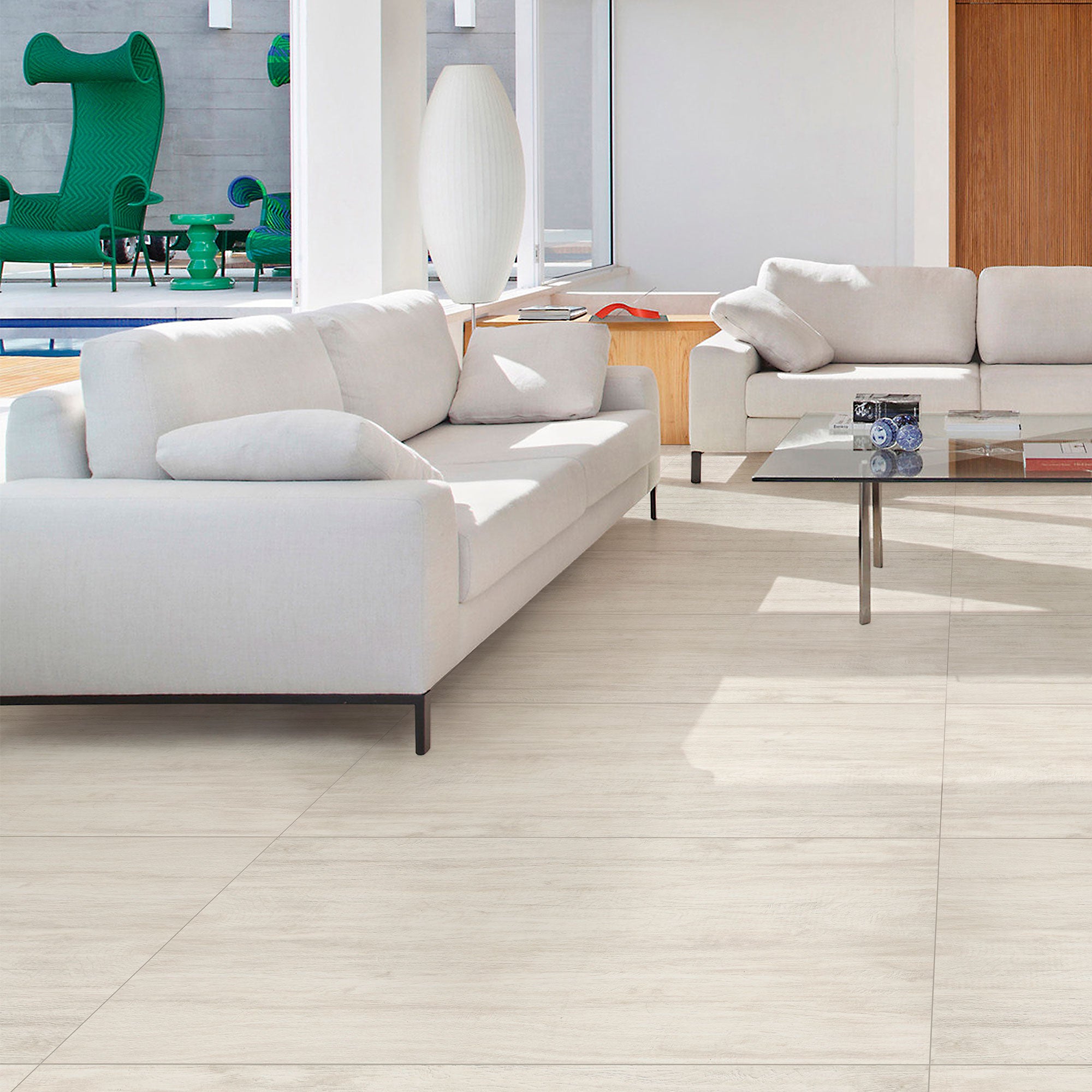 Novelle Ivory Matt Tiles on lounge floor