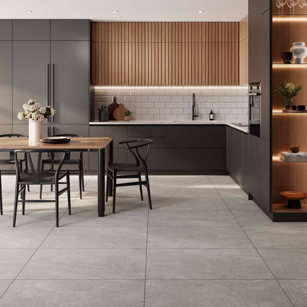 Pivara Grey tiles on kitchen floor