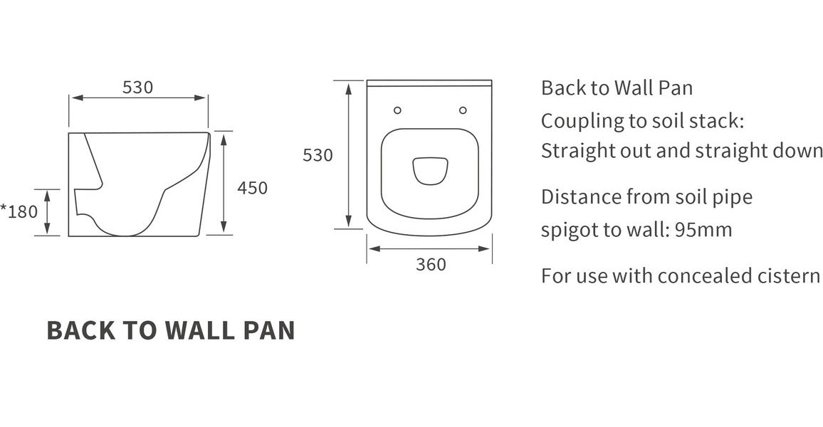 Portobello Rimless Back To Wall Comfort Height WC