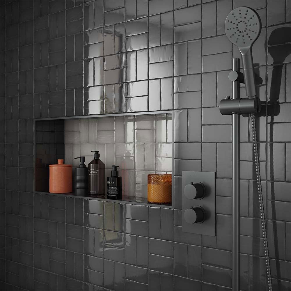 Potter Smoke (& Cotton) Gloss Glazed Ceramic Wall Tiles