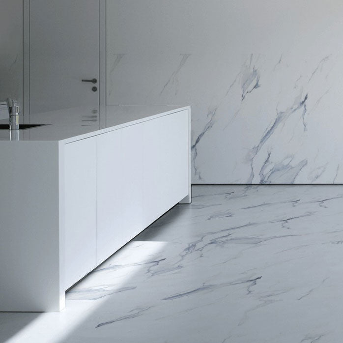 Statuario Mercury Blue tiles on wall and floor