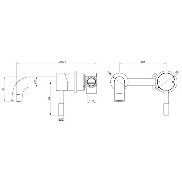 Tabo Hero Chrome Wall Mounted Basin Mixer Tap