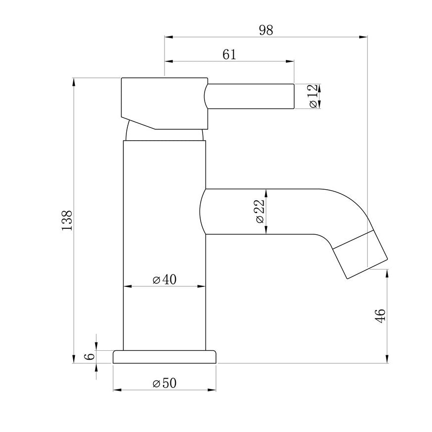 Tabo Hero Matt Black Cloakroom Basin Mixer Tap & Waste