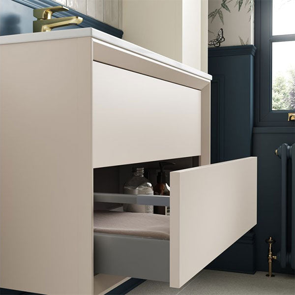 Tabo Orta Matt Cotton Wall Hung 2 Drawer Basin Unit & Basin