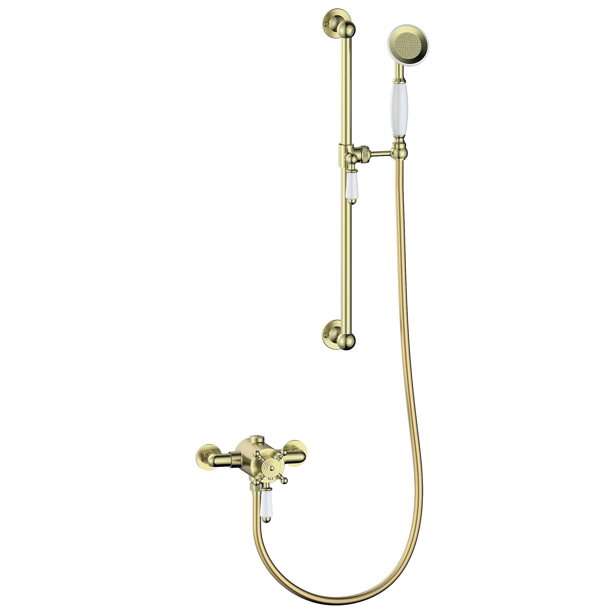Tabo Sabbia 1 - Brushed Brass Concentric Single Outlet Shower Valve & Riser Kit