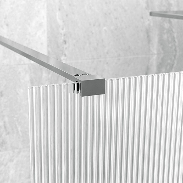 Tabo Splash Fresco Fluted Glass Wetroom Panel Chrome