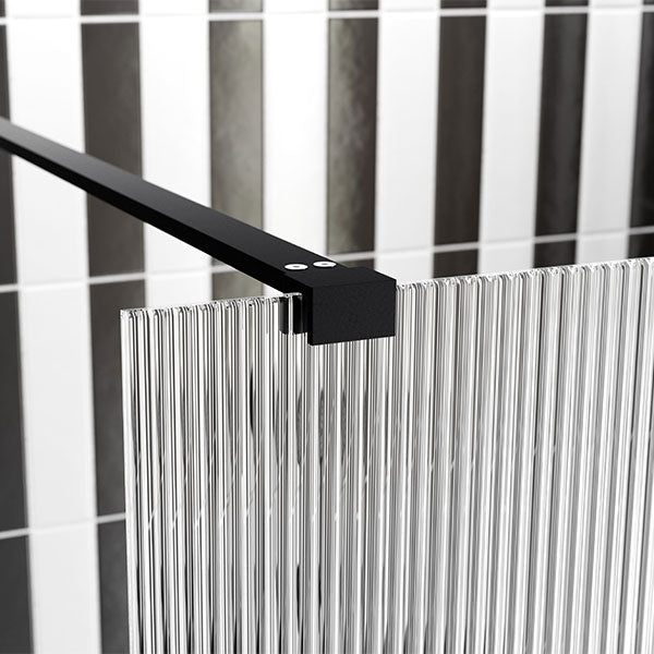 Tabo Splash Fresco Fluted Glass Wetroom Panel Black 1000mm