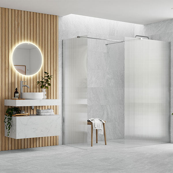 Tabo Splash Fresco Fluted Glass Wetroom with Side Panel Chrome