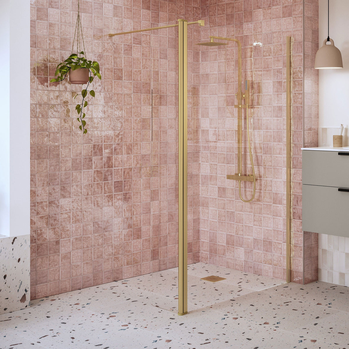 Tabo Splash Fresco Wetroom Panel Brushed Brass (with rotatable panel)