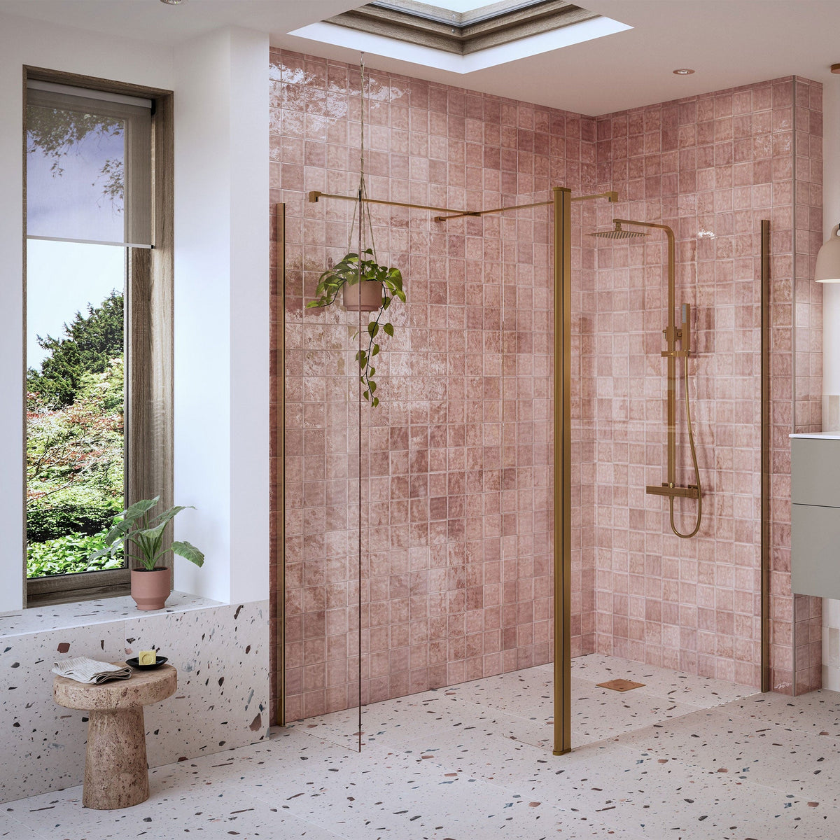 Tabo Splash Fresco Optional Wetroom Rotatable Panel Brushed Bronze 300mm (with wetroom panel and side panel)
