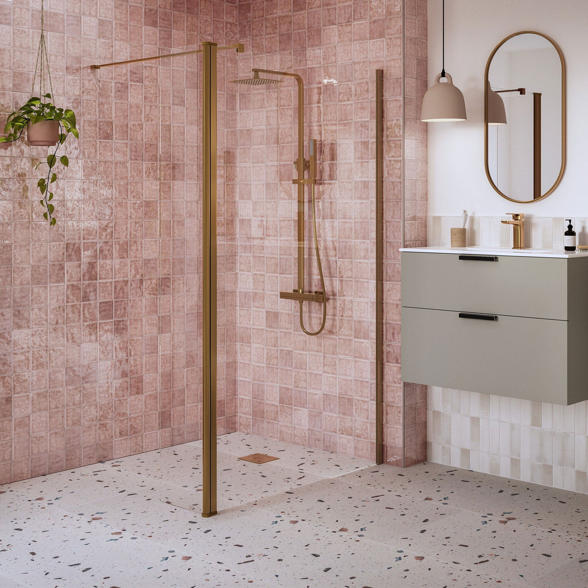Tabo Splash Fresco Optional Wetroom Rotatable Panel Brushed Bronze 300mm (with side panel)