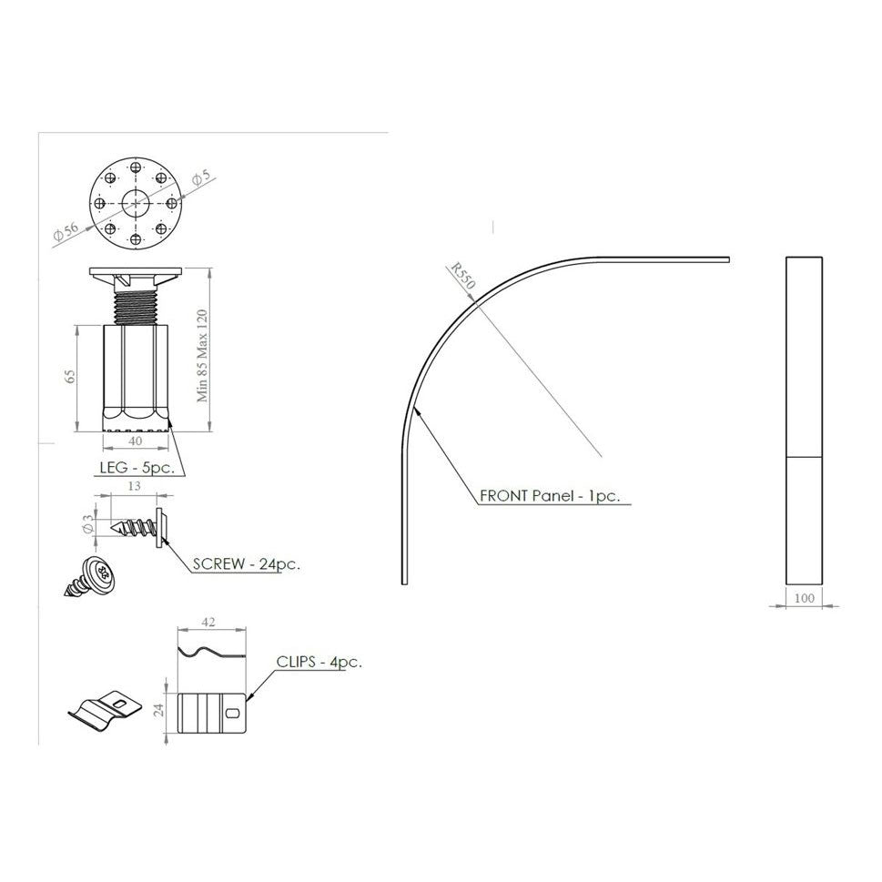 Tabo Splash Offset & Quadrant Shower Tray Leg Set 1200mm