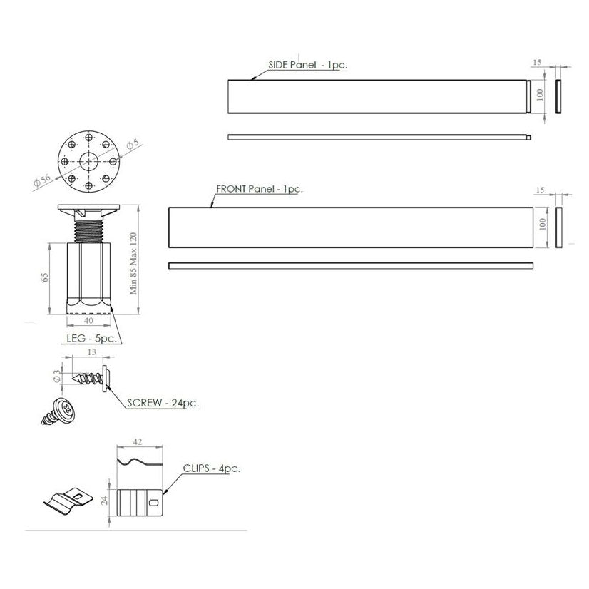Tabo Splash Square & Rectangular Shower Tray Leg Set 1200mm