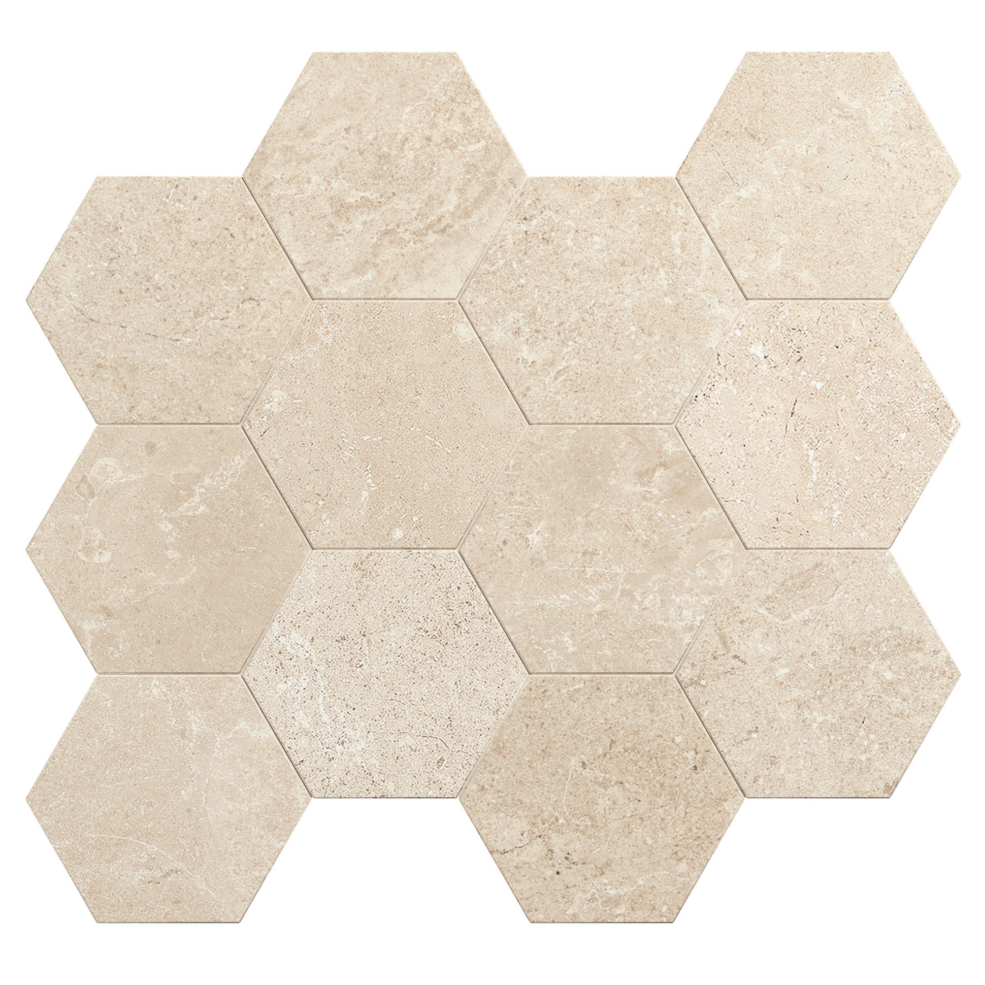 Unicom Starker Châteaux Beige Hexagon Mosaic 30 x 34cm