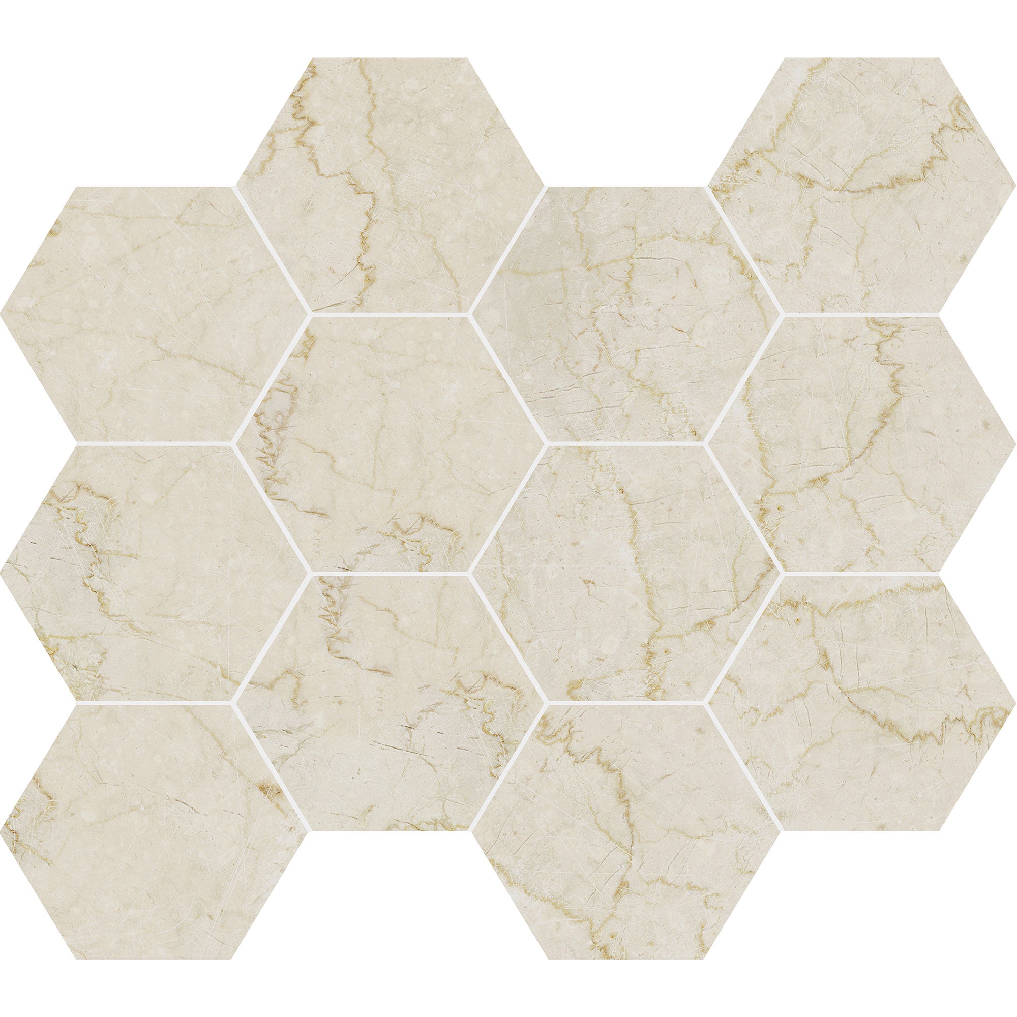 Unicom Starker Marmorea Botticino Hexagon Mosaic 30 x 34cm